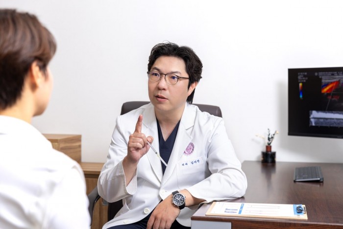 김서전 대표원장이 진료실에서 환자와 상담하는 모습